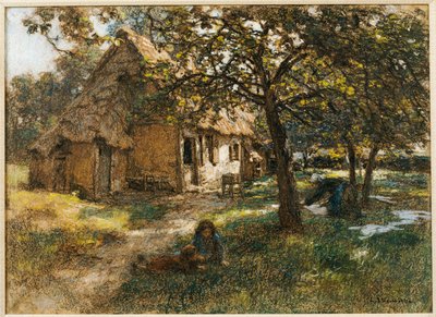 コテージ、ノルマンディー、1900 作： Leon Augustin Lhermitte