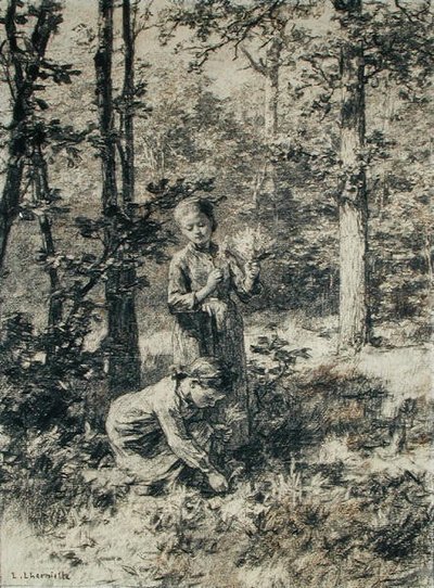 谷間の百合の花を集める 作： Leon Augustin Lhermitte