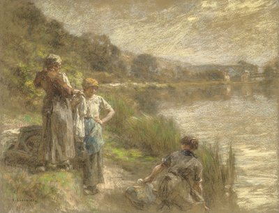 フラスコから飲む収穫者、または喉の渇き 作： Leon Augustin Lhermitte