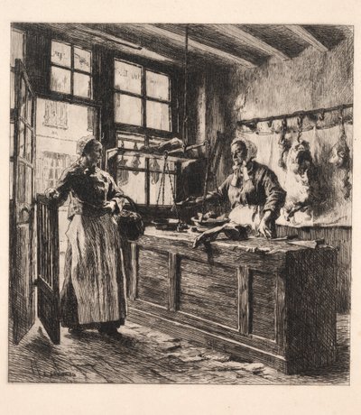肉屋のインテリア。 作： Leon Augustin Lhermitte