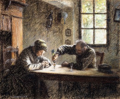 オードビエを飲む男性と女性、 作： Leon Augustin Lhermitte