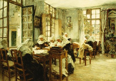 修道女の縫製、 作： Leon Augustin Lhermitte