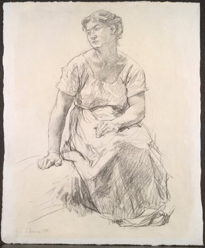 座っている農民の女性 作： Leon Augustin Lhermitte