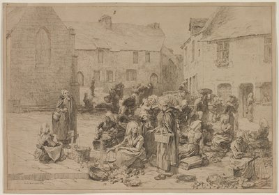 ランデルノーのアップルマーケット、1878年。 作： Leon Augustin Lhermitte