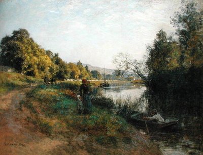 マルヌ河畔、漁師の帰還、1907年頃（紙にパステル） 作： Leon Augustin Lhermitte