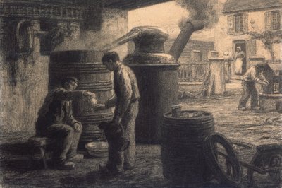 蒸留所; 「オードビエマルクまたはL」アレンビックのテイスター、1872年頃 作： Leon Augustin Lhermitte