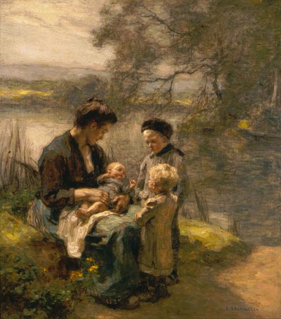 子供と 2 人の子供を持つ女性 作： Leon Augustin Lhermitte