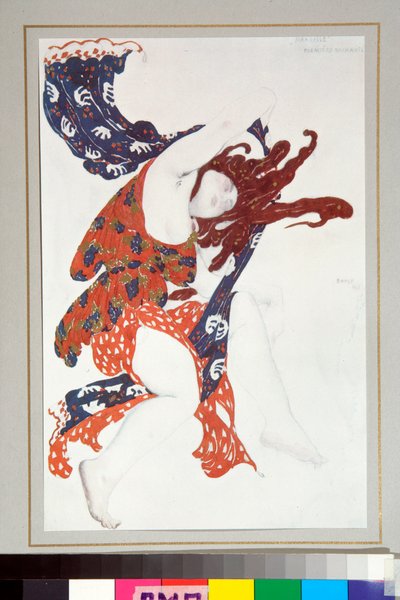 ニコラ・チェレプニーヌ演出のバレエ「ナルシス」のために描かれた「バッカンテ」の衣装 作： Leon Bakst