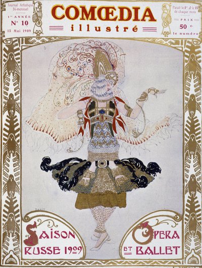 バクストのバレエ・リュスのダンサー、牛"コモディア・イラストレーション" 作： Leon Bakst