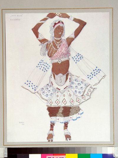 バレエ・リュス：「バヤデール」 ミシェル・フォーキンのバレエ「Le dieu Bleu」のためにレオン・バクスト（1866-1924）がデザインした衣装 作： Leon Bakst