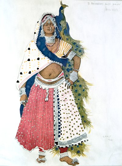 孔雀のあるバヤデール、バレエ衣装のデザイン、1911 作： Leon Bakst
