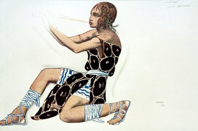 ベオティエン、衣装デザイン、ナルシスのバレエラッセ制作、チェレプニン作曲、1911年 作： Leon Bakst