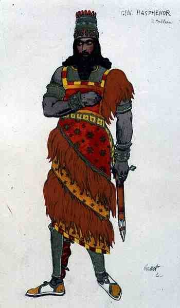 ハスフェノール将軍の衣装デザイン、『ジュディス』より 作： Leon Bakst