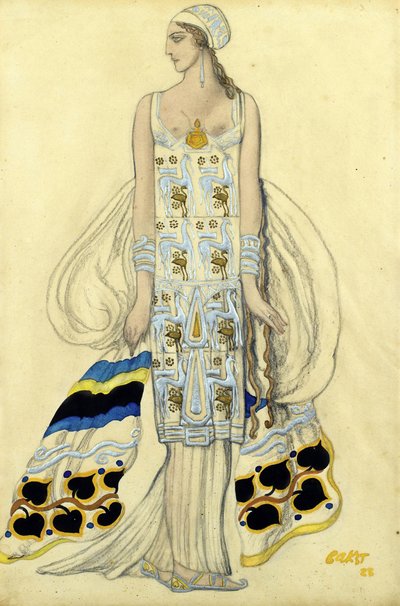 アイダ・ルービンシュタインの衣装デザイン（ジャン・ラシーヌ作「Phaedra」にて 作： Leon Bakst