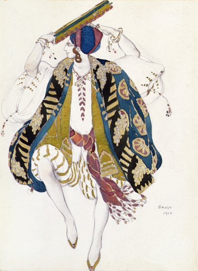 クレオパトラ」より「ジューイッシュ・ダンサー」の衣装デザイン 作： Leon Bakst