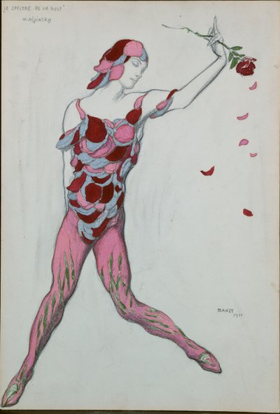 1911年の「ル・スペクター・デ・ラ・ローズ」のニジンクシーのコスチュームデザイン 作： Leon Bakst