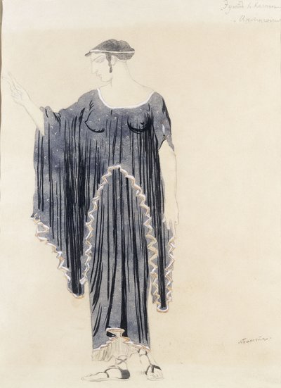 コロノスのオイディプスの衣装デザイン-アンティゴネ、c。 1899年から1909年 作： Leon Bakst