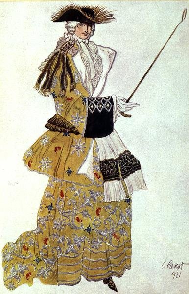 眠れる森の美女」より「男爵夫人狩り」の衣装デザイン 作： Leon Bakst