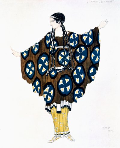 Ravels Daphnis et Chloeのバレエラス製造の衣装デザイン、1912 作： Leon Bakst