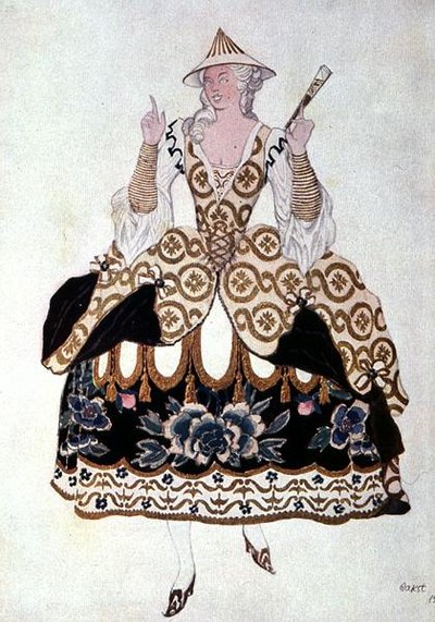 眠れる森の美女」より「中国の貴婦人」の衣装デザイン 作： Leon Bakst