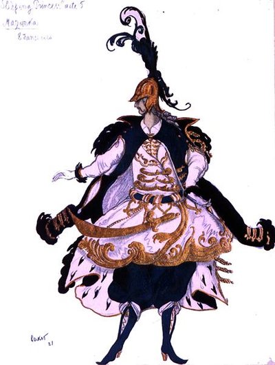 歌劇「眠れる森の美女」よりマズルカ（紳士）の衣装デザイン 作： Leon Bakst