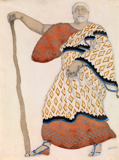 ソフォクレスのドラマ「コロナスのオイディプス」の衣装デザイン 作： Leon Bakst