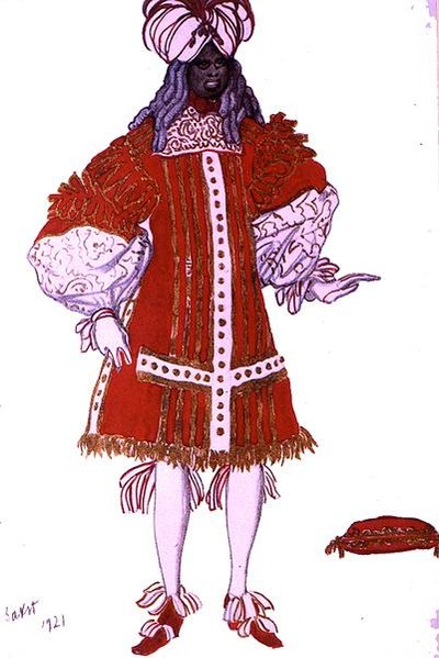 眠れる森の美女」の王子の召使の衣装デザイン 作： Leon Bakst