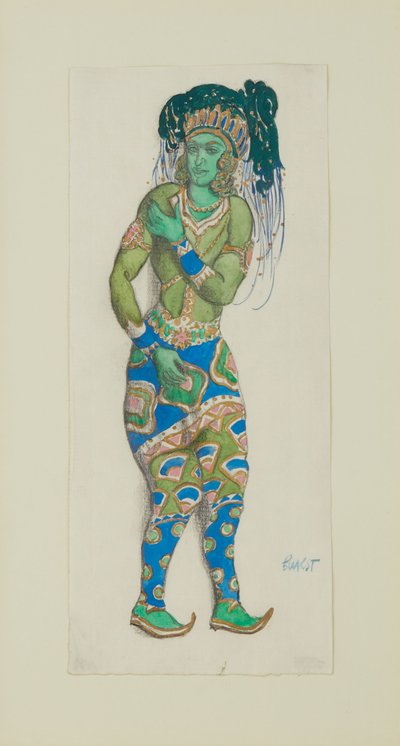R.ハーンによるバレエ「青の神」の衣装デザイン（1910年）。 作： Leon Bakst