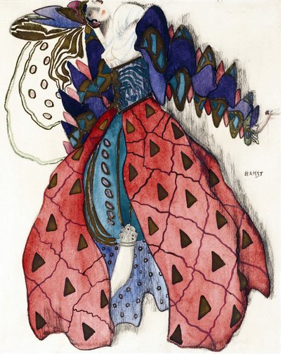 R.シュトラウスのバレエ「ヨーゼフの伝説」の衣装デザイン - Bakst, Leon (1866-1924) - 1914 - 紙に水彩、ガッシュ - 33x28 - 個人蔵 作： Leon Bakst