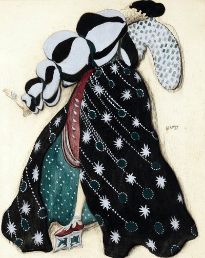 R.シュトラウスのバレエ「ヨーゼフの伝説」の衣装デザイン - Bakst, Leon (1866-1924) - 1914 - 紙に水彩、ガッシュ - 33x28 - 個人蔵 作： Leon Bakst