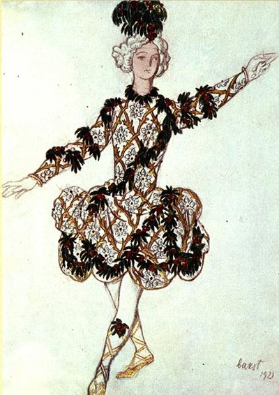 眠れる森の美女」より「妖精チェリーのページボーイ」の衣装デザイン 作： Leon Bakst