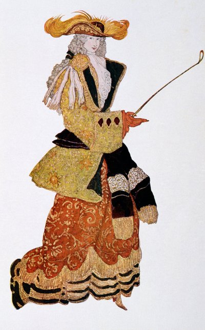 眠れる森の美女、1921年のマーチオネスハンティングのコスチュームデザイン 作： Leon Bakst