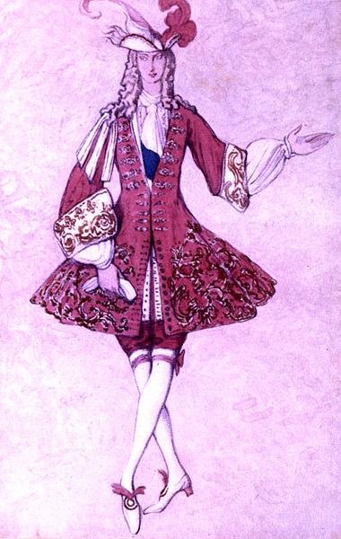 眠れる森の美女」より「王女のページ」の衣装デザイン 作： Leon Bakst