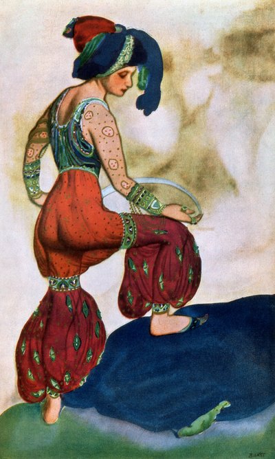 シェヘラザードのレッド・スルタンの衣装デザイン（カラーリソ） 作： Leon Bakst