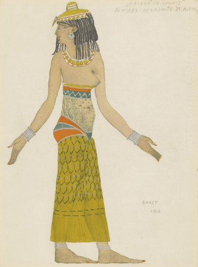 E. VerhaerenとD. deSéveracによるバレエHélènede Sparteの衣装デザイン 作： Leon Bakst