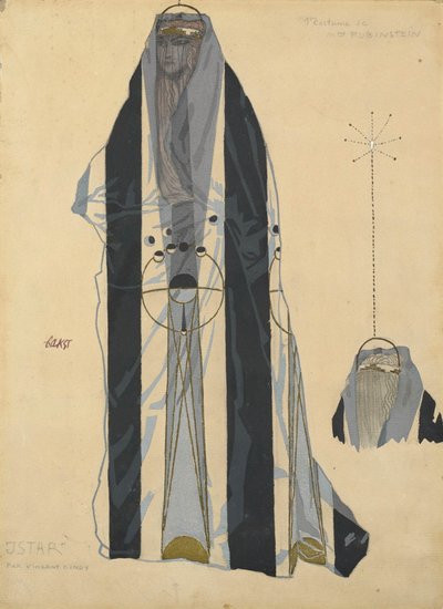 ボフスラフ・マルティヌー作のバレエ「イースター」の衣装デザイン、1922年頃。 作： Leon Bakst