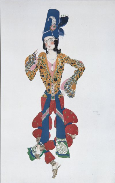 N.リムスキーコルサコフによるバレエシェヘラザードの衣装デザイン、1910年 作： Leon Bakst