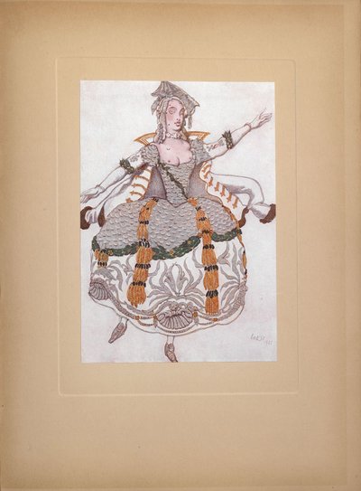 P.チャイコフスキー作「バレエ眠れる森の美女」の衣装デザイン、1921年 作： Leon Bakst