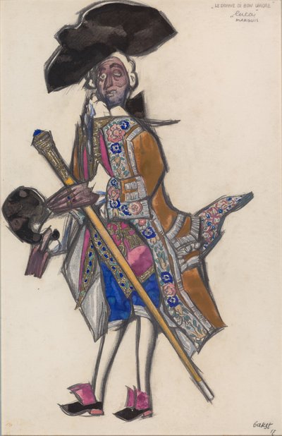 スカルラッティのバレエ「ユーモアのある女性たち」の衣装デザイン 作： Leon Bakst
