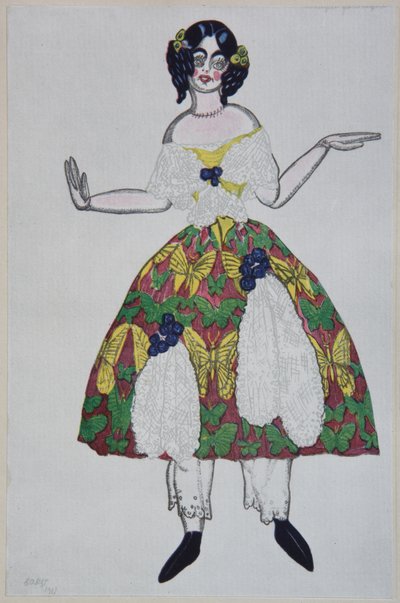 バレエの衣装デザインマジックグッズショップ、G。ロッシーニ作、1919年 作： Leon Bakst