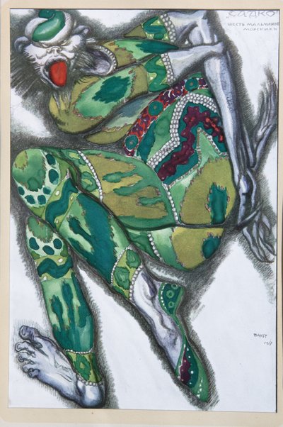 1917年、N。リムスキーコルサコフによるオペラサドコの衣装デザイン 作： Leon Bakst