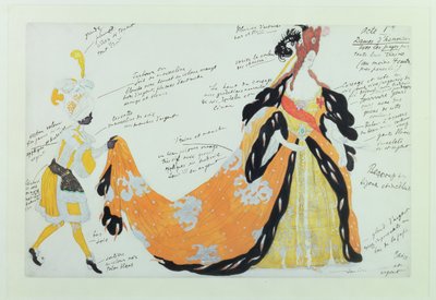 ディアギレフバレエのための女性と彼女のページの衣装（WC） 作： Leon Bakst