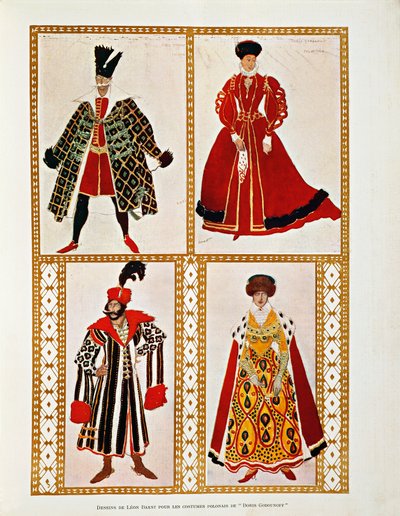ムソルグスキーのポロネーズ「ボリス・ゴドゥノフ」の衣装（水彩画 作： Leon Bakst