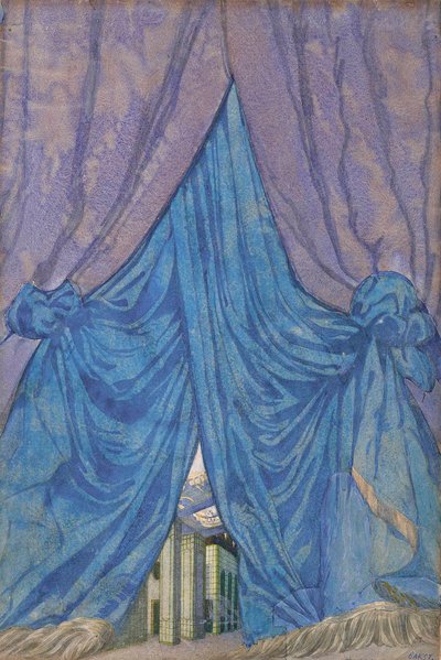 P.チャイコフスキーによるバレエの眠れる森の美女のカーテンのデザイン、1921年。 作： Leon Bakst