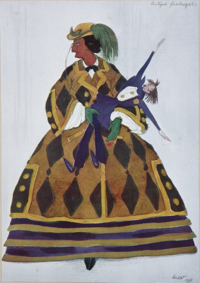 イングリッシュウーマン。バレエのコスチュームデザイン、マジックグッズショップ、G。ロッシーニ作、1919年 作： Leon Bakst