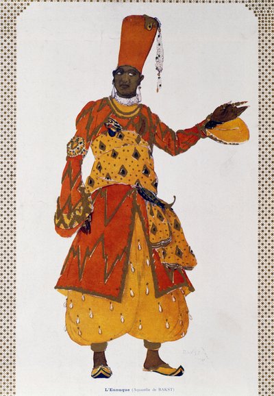 宦官、バレエ シェヘラザードの衣装 (水彩) 作： Leon Bakst