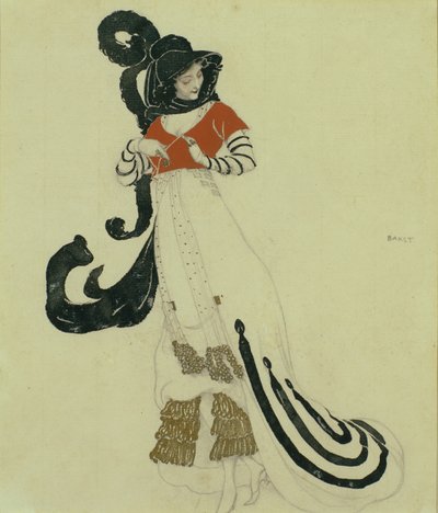 デザインの凝った服の衣装デザイン、c。 1914 作： Leon Bakst