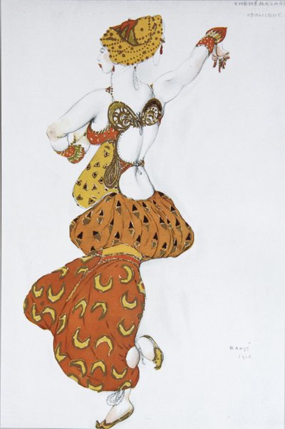 オダリスク。 N.リムスキーコルサコフによるバレエシェヘラザードの衣装デザイン、1910年 作： Leon Bakst