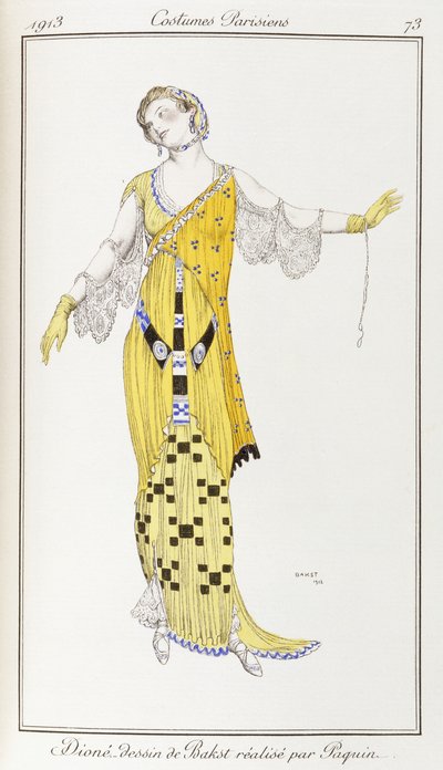 パリの服：1913年にパキンによって実行されたバクストによるディオーネの描画 作： Leon Bakst