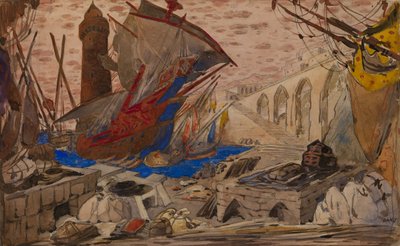 ガブリエレダヌンツィオ作「La Pisanelle ou la mortparfumée」のセットデザイン、1913年 作： Leon Bakst